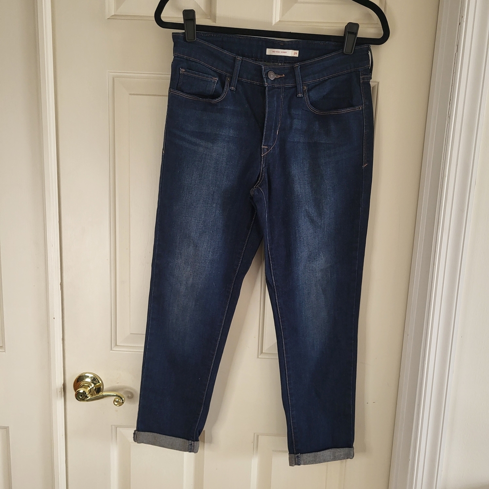 Levi's Mid Rise Skinny Dark Blue Ankle Jeans